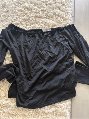 Princess Polly Black Off-Shoulder Long Sleeve Top - Slim Fit